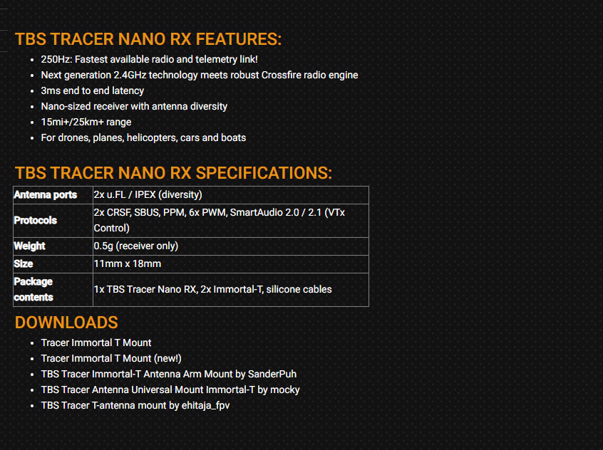 2026 TBS TRACER NANO RX - FPV  - огляд і ціна Tbs Fpv Tracer