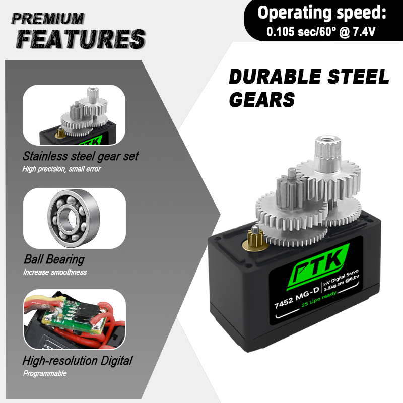 PTK 7452 MG-D 9g Digital Servo - огляд і ціна Rc Helicopter Parts